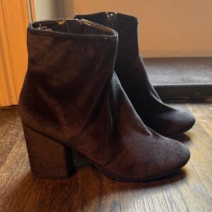 Black Velvet heeled ankle boots
